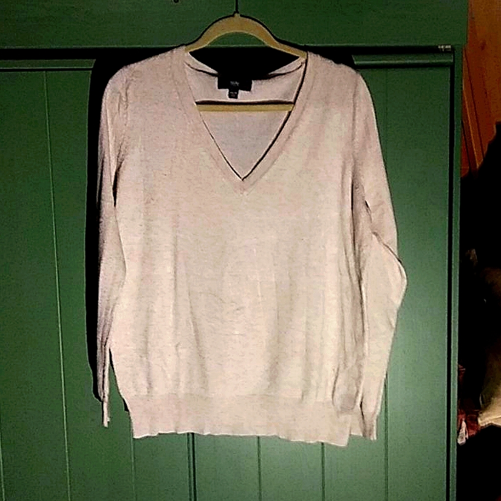 Beautiful oatmeal colored v neck sweater.